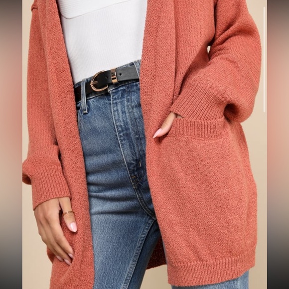 Lulus Rusty Rose Knit Cardigan - Picture 4 of 5